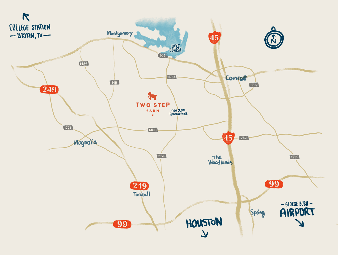 Illustrated map of the Two Step Farm location